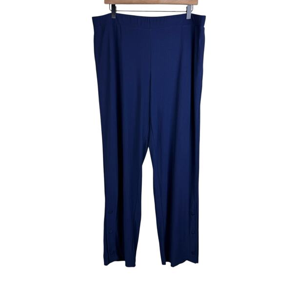 Dennis by Dennis Basso NWT L Navy Blue Stretch Button Accent Pants Pockets - Picture 1 of 9